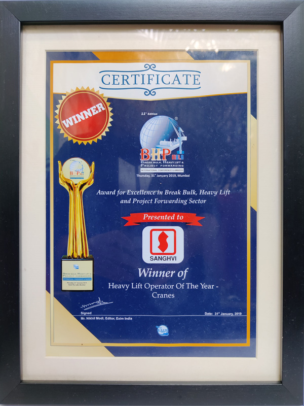 Winner heavy lift operator of the year